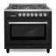 Cosmo 36 po Nebula Collection Cuisinière à gaz, 5 brûleurs, four à convection rapide, grilles en fonte en noir mat