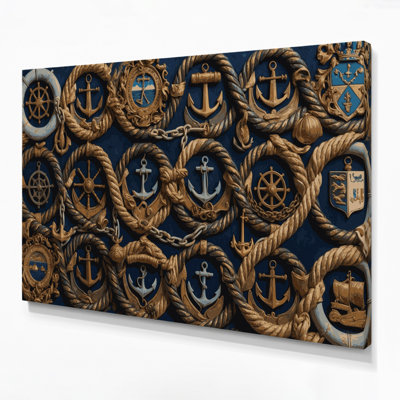 Nautical Maritime crests Gray Canvas Wall Art