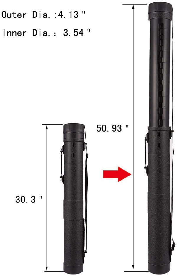 Document Poster Tube ,Black Plastic Storage Tube Expands from 20'' up to  35