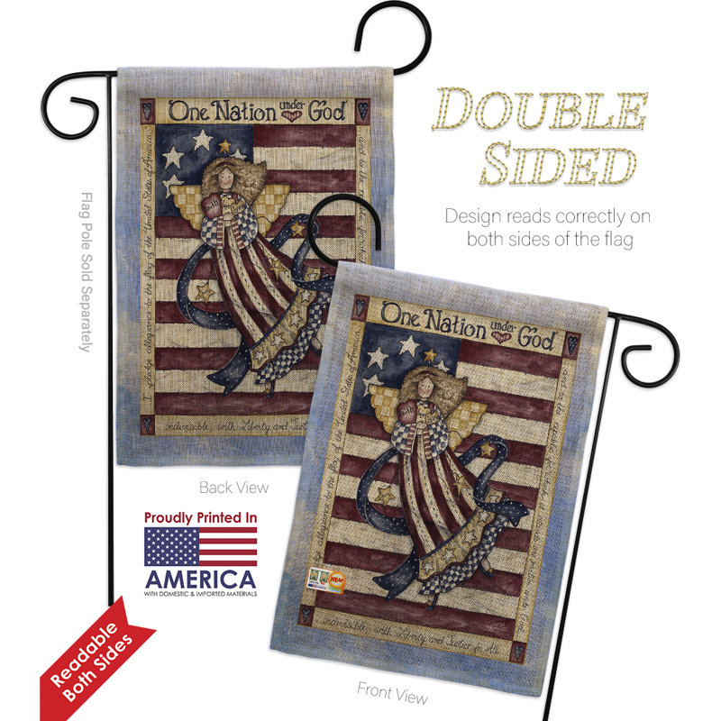 Drapeau de jardin double face à impressions patriotique americana x 18,5 po breeze décoration g161074-db one nation en toile jute
