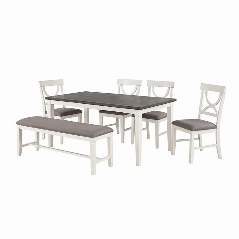 6 Piece Wood Dining Set, White