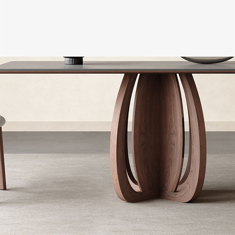Table géométrique Rock Plate avec pieds en chêne, H 29,5 po x L 55,1 po x l 31,5 po