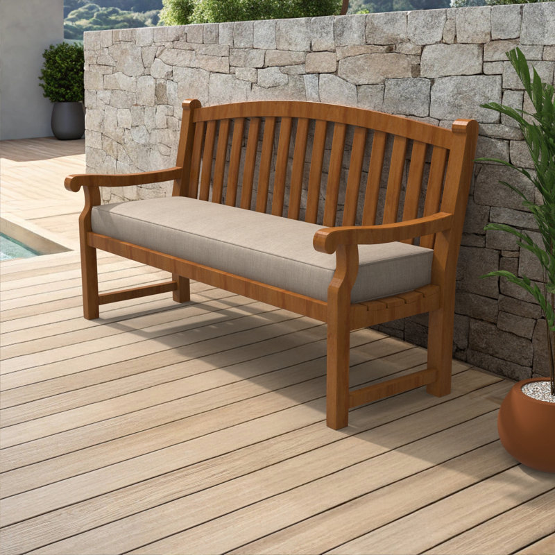 Sunbrella 52 Inch Outdoor Bench Cushion, 5" High Density Foam, Cast Ash