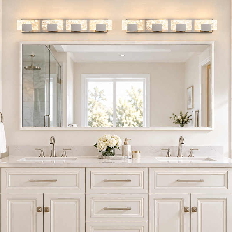 Éclairage pour meuble-lavabo moderne 4 lumières 4 lumières, Nickel
