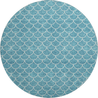 Premium Machine Washable Prisco Teal Rug