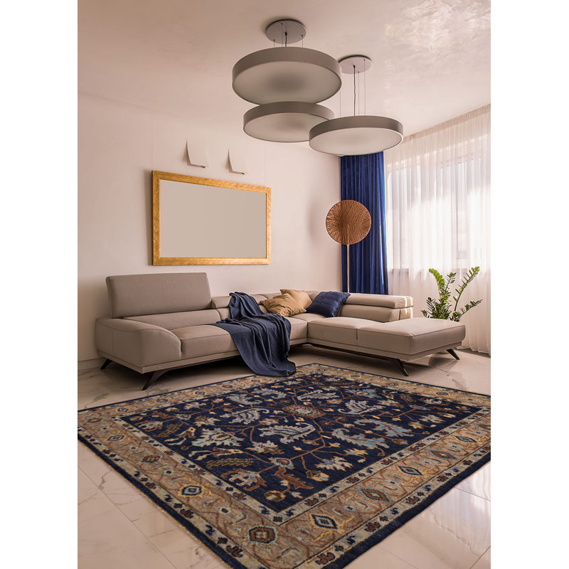 Tapis bleu marine 9 pi 0 po x 11 pi 8 po Jules Serapi