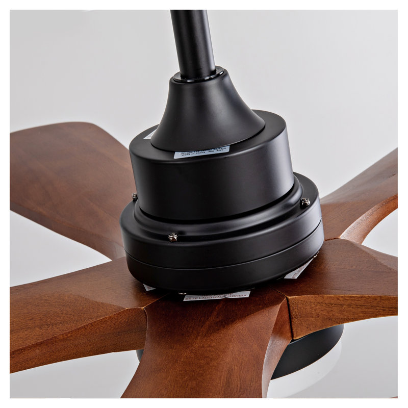 42 Inch Outdoor Ceiling Fan with Light and Remote, Black Farmhouse Ceiling Fan with Solid Wood Blades, Noiseless Reversible DC Motor Ceiling Fan for Patios