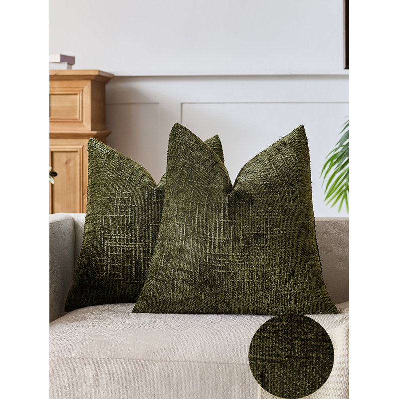 Housses de coussin en chenille texturée, Carré 18 po, Vert sauge