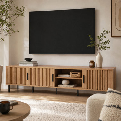 Meuble télé 78,7 po pour téléviseur de 85 po ou moins avec pieds en fer robuste