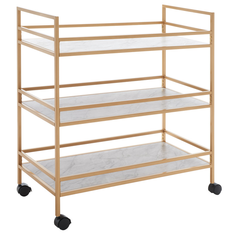 Rukie Metal Bar Cart, Gold