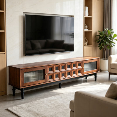 Retro TV Stand With Closed Storage Cabinet