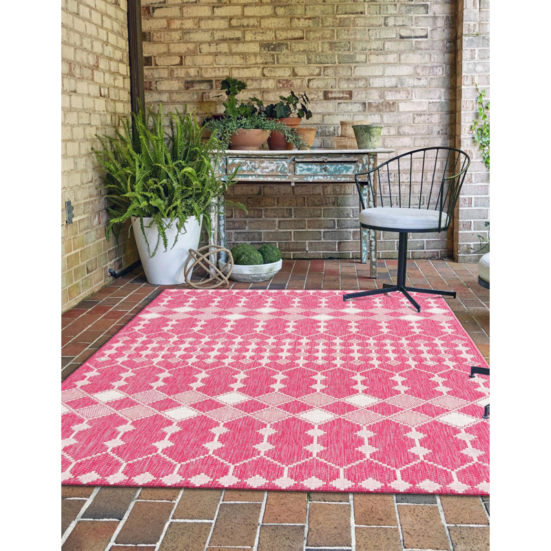 Magenta Traliccio Indoor/Outdoor Trellis Rug, Rectangle 7'10" x 11'