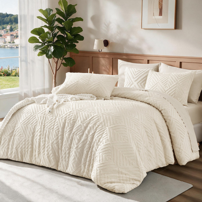 Bed in a Bag King Beige- 7 Pieces King Size Comforter Set Bedding Comforter Sets, Tufted Lightweight Fluffy Bed Set with Comforter, Sheets, Pillowcases & Shams for All Season