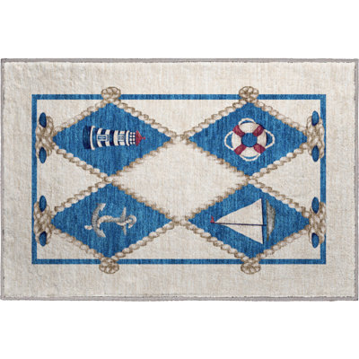 Premium Machine Washable Chikako AMF151 Ivory Rug