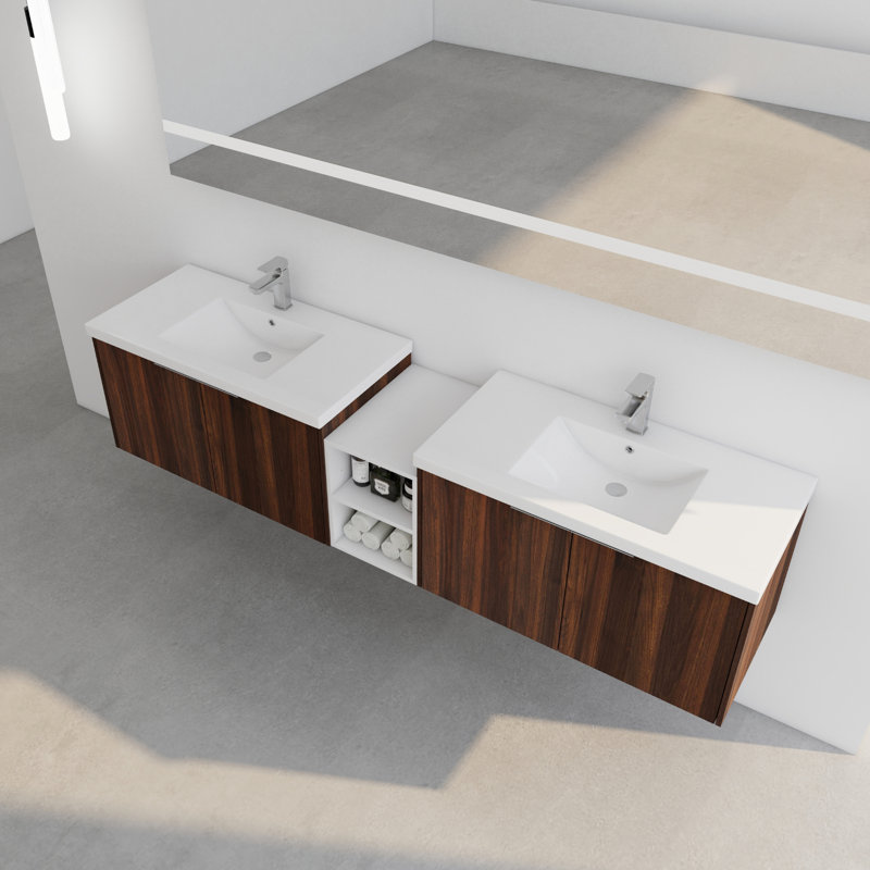 Meuble-lavabo 84 po avec lavabo, finition et rangement 84 po - Matériau supplémentaire, California Walnut