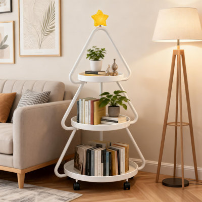 Christmas Tree Metal Storage Rack, Modern Sofa Side Table, Snack Rack For Party Holiday Festival, Living Room Bedroom