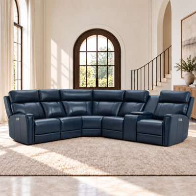 Canapé modulaire inclinable en cuir 116 po, 3 fauteuils inclinables électriques, appui-tête zéro gravité et électrique