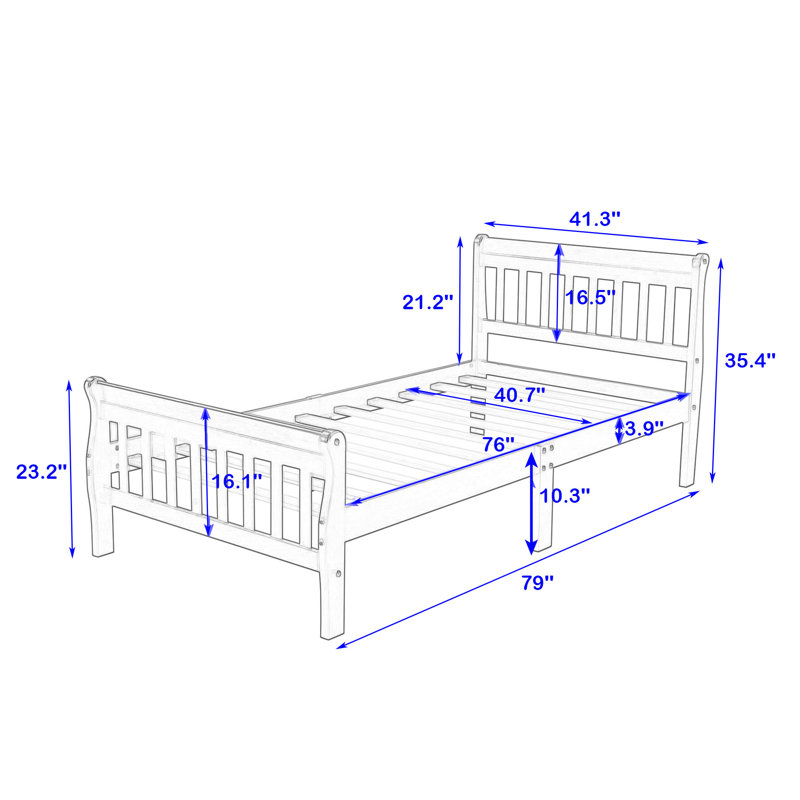 Lit plateforme simple en bois avec tête de lit Dicky, Blanc