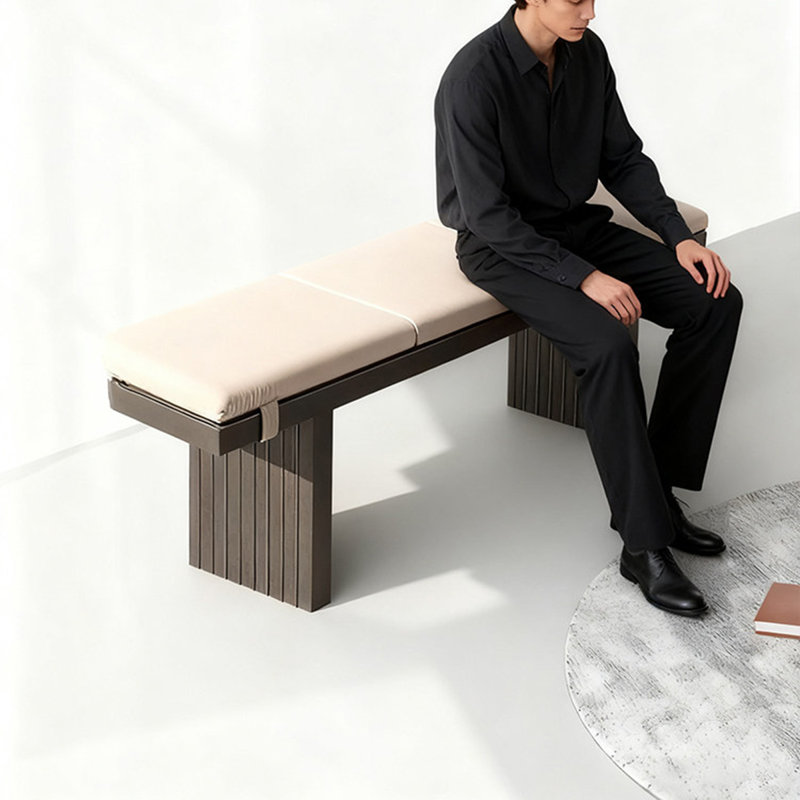 Banc rembourré en bois massif blanc, Blanc