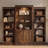 3-Pieces 78.75''Tall Bookcase 4-Tier Display Cabinet With 5 Colors Adjustable LED Ceiling Light-1040960468