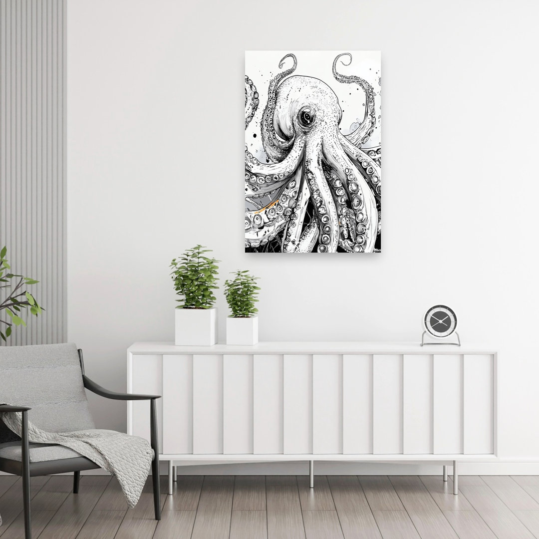 Striking Octopus Illustration Octopus Ocean Wildlife Wall Art Print