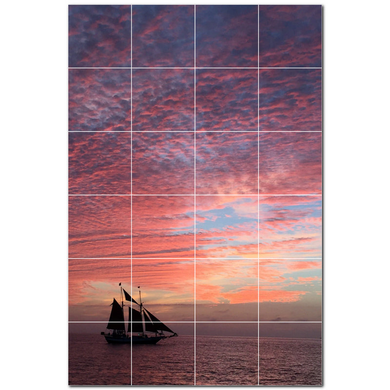 Murale en céramique satinée Boat Photo 8 po x 8 po