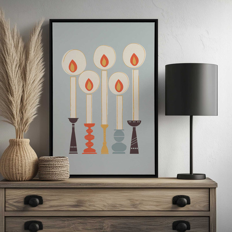 «Festive Candles» par Garima Dhawan, reproduction d'art, Noir, Cadre flottant, H 16 po x l 12 po