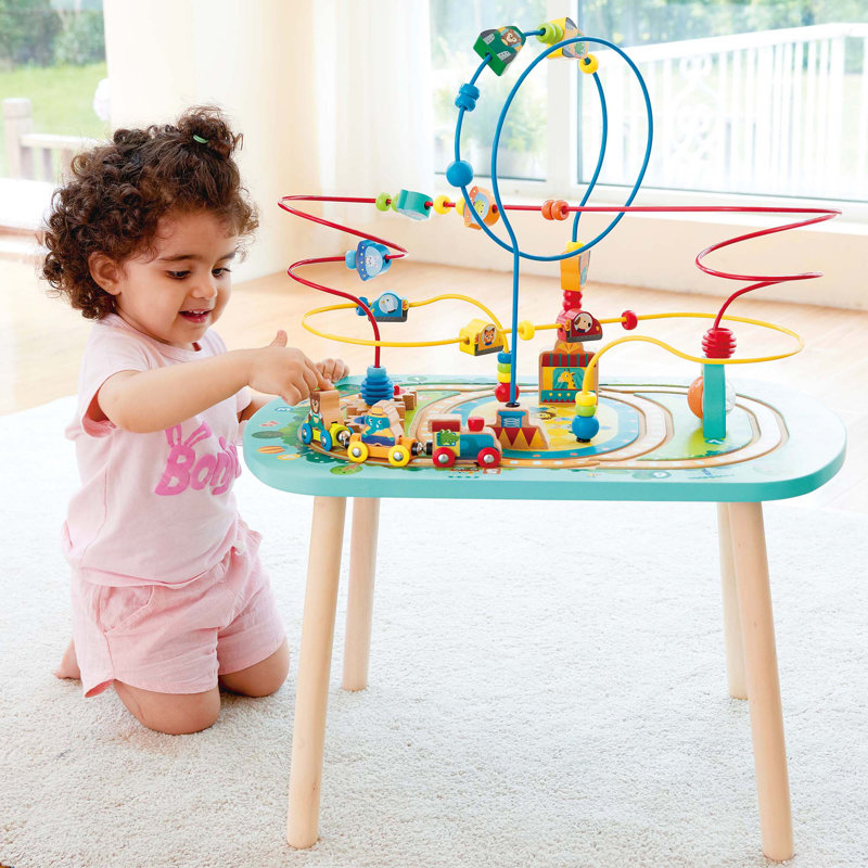 Hape: Table tournante de labyrinthe de chemin de fer - Jouet de labyrinthe en bois avec graphisme animal