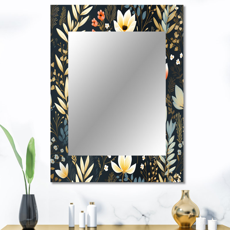 Nature'S Exquisite Floral Collage - Floral Decorative Mirror On Metal, 40 po x 30 po