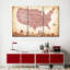 «USA Map Rustic USA Map», reproduction sur toile 3 pièces par Echoes Of America-93061432