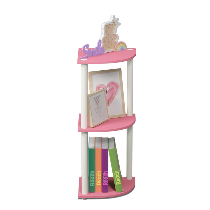 75.2cm H x 29.5cm W Corner Bookcase, Light Pink/White