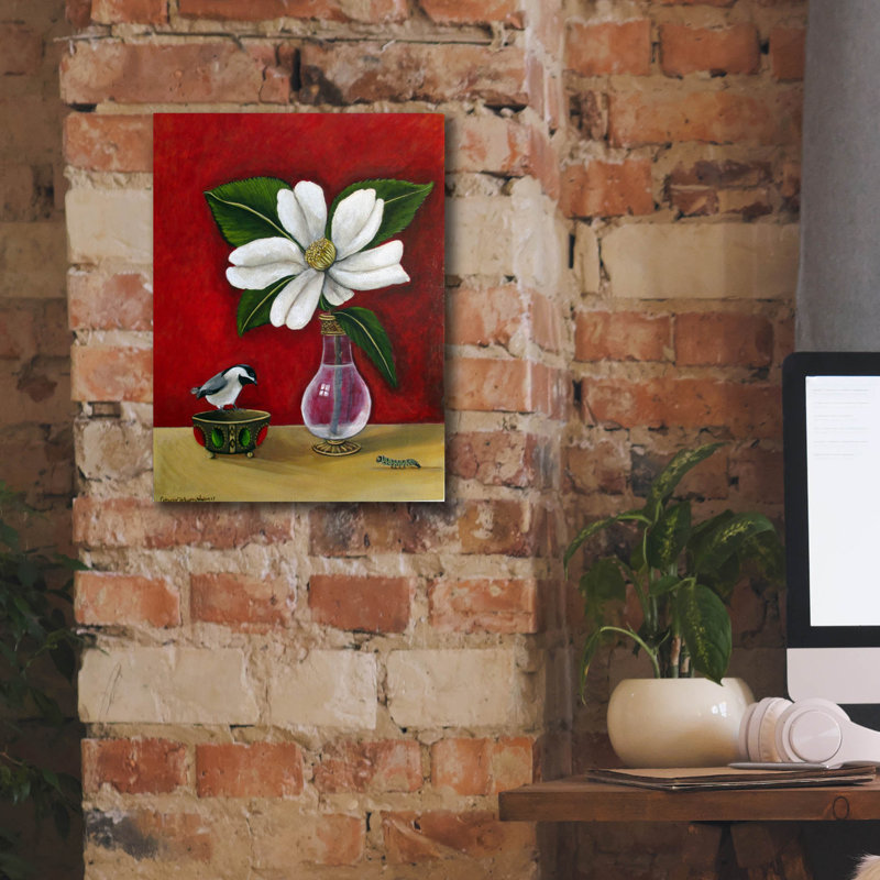 «Chickadee» par Catherine A Nolin, art mural sur toile, H 16 po x l 12 po x P 0,75 po