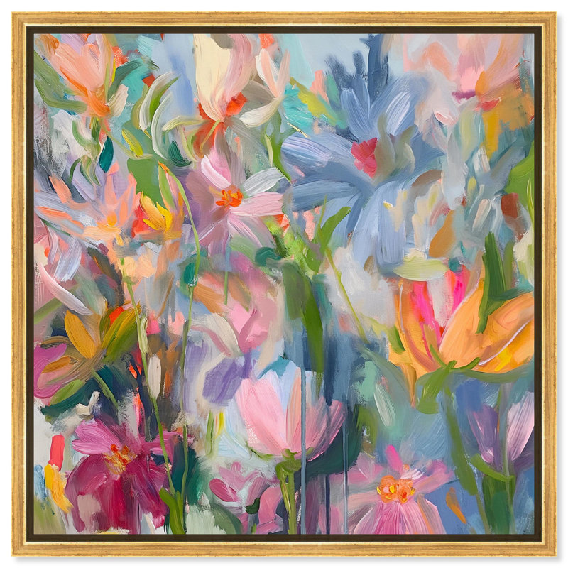 Art floral abstrait éthéré sur toile par Art Remedy, Cadre flottant doré, H 41 po x l 41 po x P 1,8 po