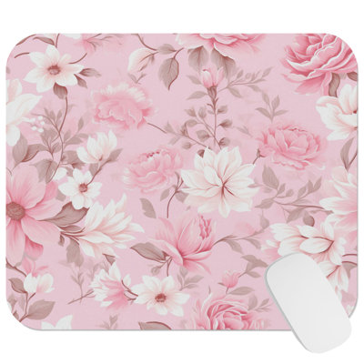 Floral Pink Floral Dreams XII Gaming Cute Office Laptop Desk Pad Gift Mat Square Rectangle Non-Slip Mousepad