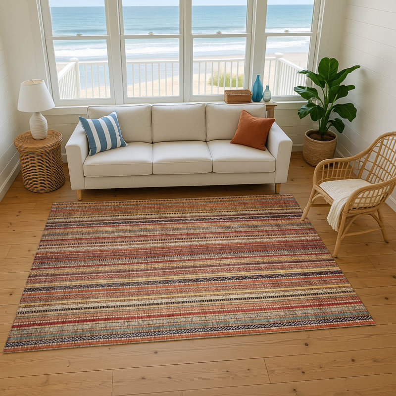 Premium Machine Washable Baford AMF1654 Stripes Rug, Rectangle 5' x 7'6"