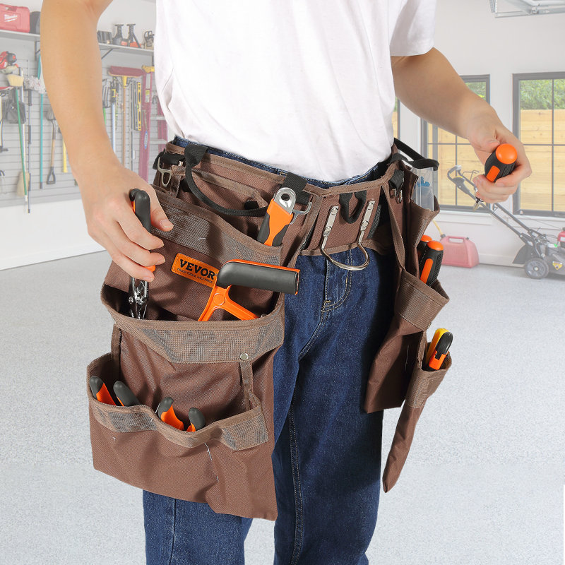 19 Pockets ool Belt, Adjusts from 32 Inches to 54 Inches, Polyester Heavy Duty Tool Pouch Bag