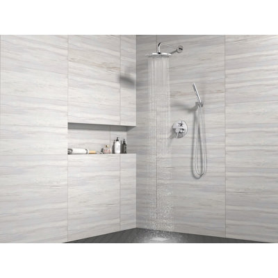 Modern Round 2-setting Shower Faucet Set, Rain Shower System, Shower Head With Handheld Sprayer