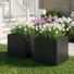 Ensemble de 2 boîtes à fleurs rectangulaires en métal avec trous de drainage, contenant de plantes d'extérieur pour patio, cour ou balcon