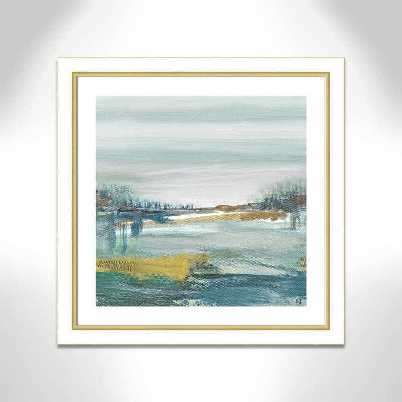 Lewbeach - Peinture encadrée, Blanc / or, H 29,75 po x l 29,75 po x P 1,13 po