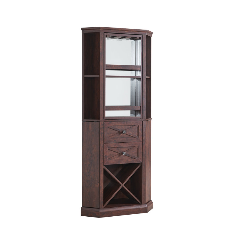 Lowenstein Rotating Lazy Susan Spinning Wine Bar Cabinet, Mahogany