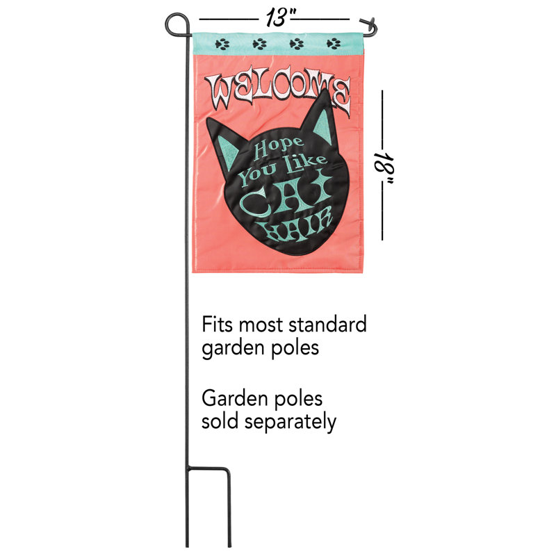 Mélange de polyester à 2 côtés 18 x 13 po chat cheveu drapeau de jardin