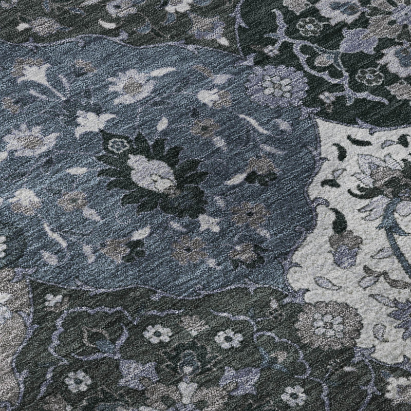Premium Machine Washable Mayfield AMF2292 Panel Rug, Denim, 5' x 7'6"