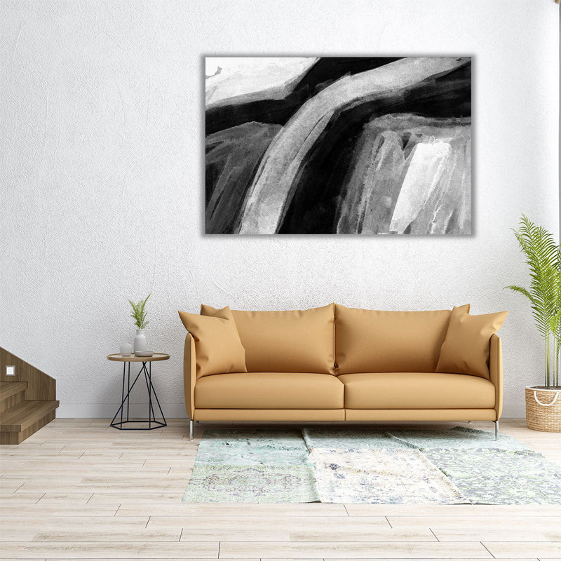 «Glam Watercolor 1 Black and White», reproduction d'art sur toile, H 12 po x l 18 po