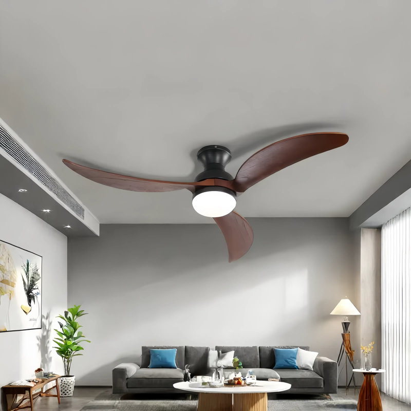 132.1Cm Ceiling Fan with Remote Control and Light Kit Include, Brown