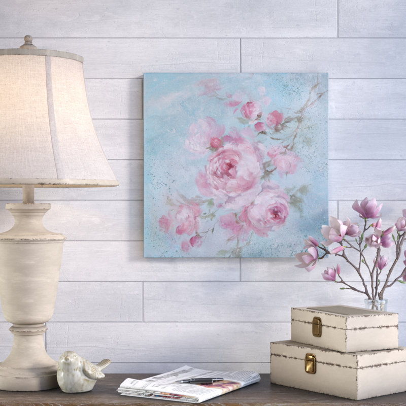 «Winter Rose I» par Debi Coules - reproduction d'art sur toile, H 18 po x l 18 po x P 1,5 po, Toile avec cadre noir