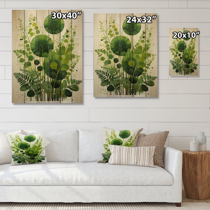 Ferns Plant Timeless Elegance II sur impression sur bois, H 20 po x l 10 po x P 0,78 po