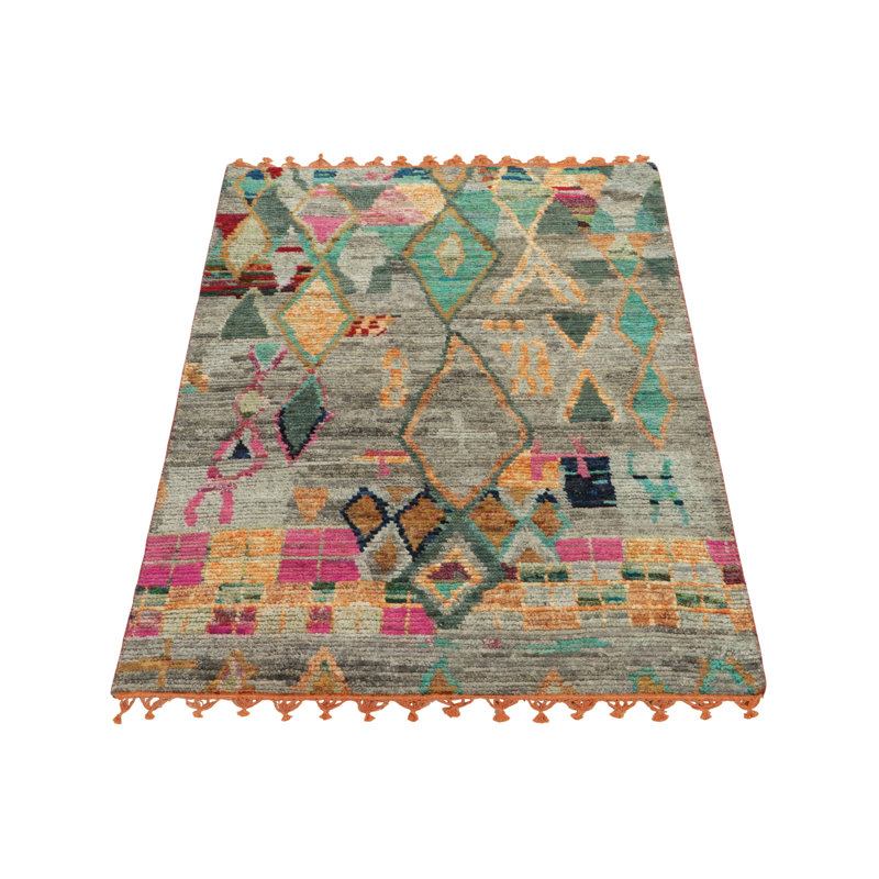 Moroccan Hand Knotted Area Rug, Rectangle 10' x 14'