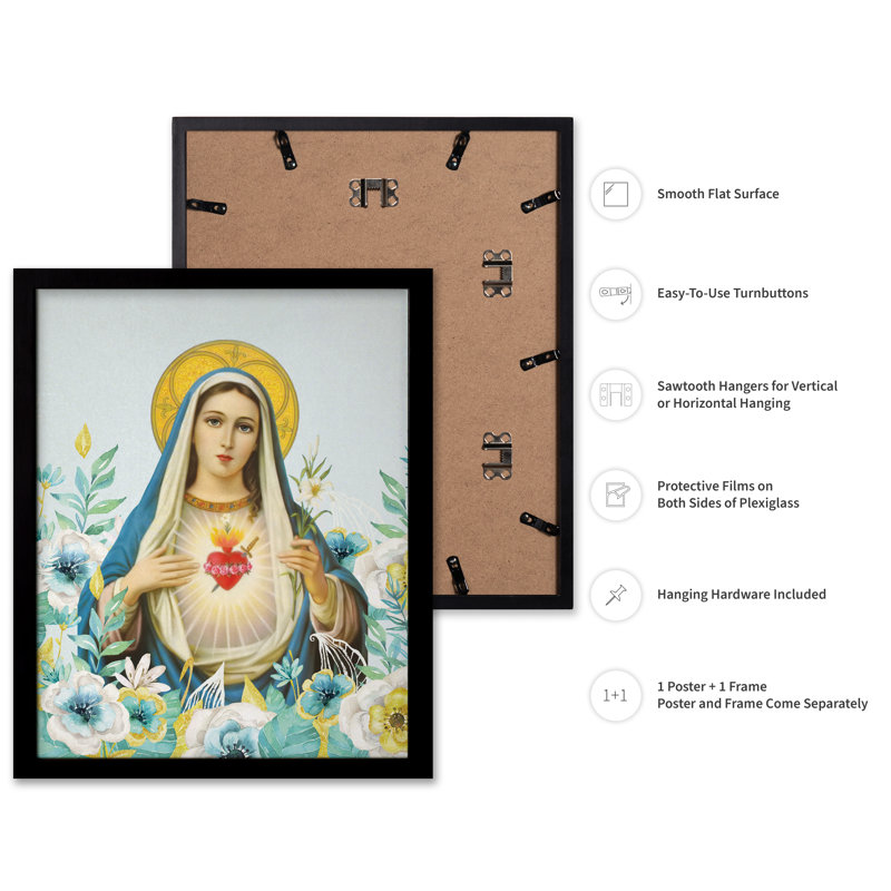 Cœur immaculé de Marie, Cadre noir, Affiche, H 18 po x l 24 po