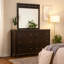 Commode Con large avec miroir large, 6 tiroirs, bois brun