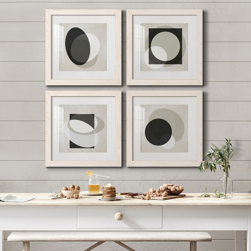 Moderniste Neutre I - ensemble de 4 impressions sur toile encadrées, H 40 po x l 40 po x P 1,5 po, Toile blanche encadrée